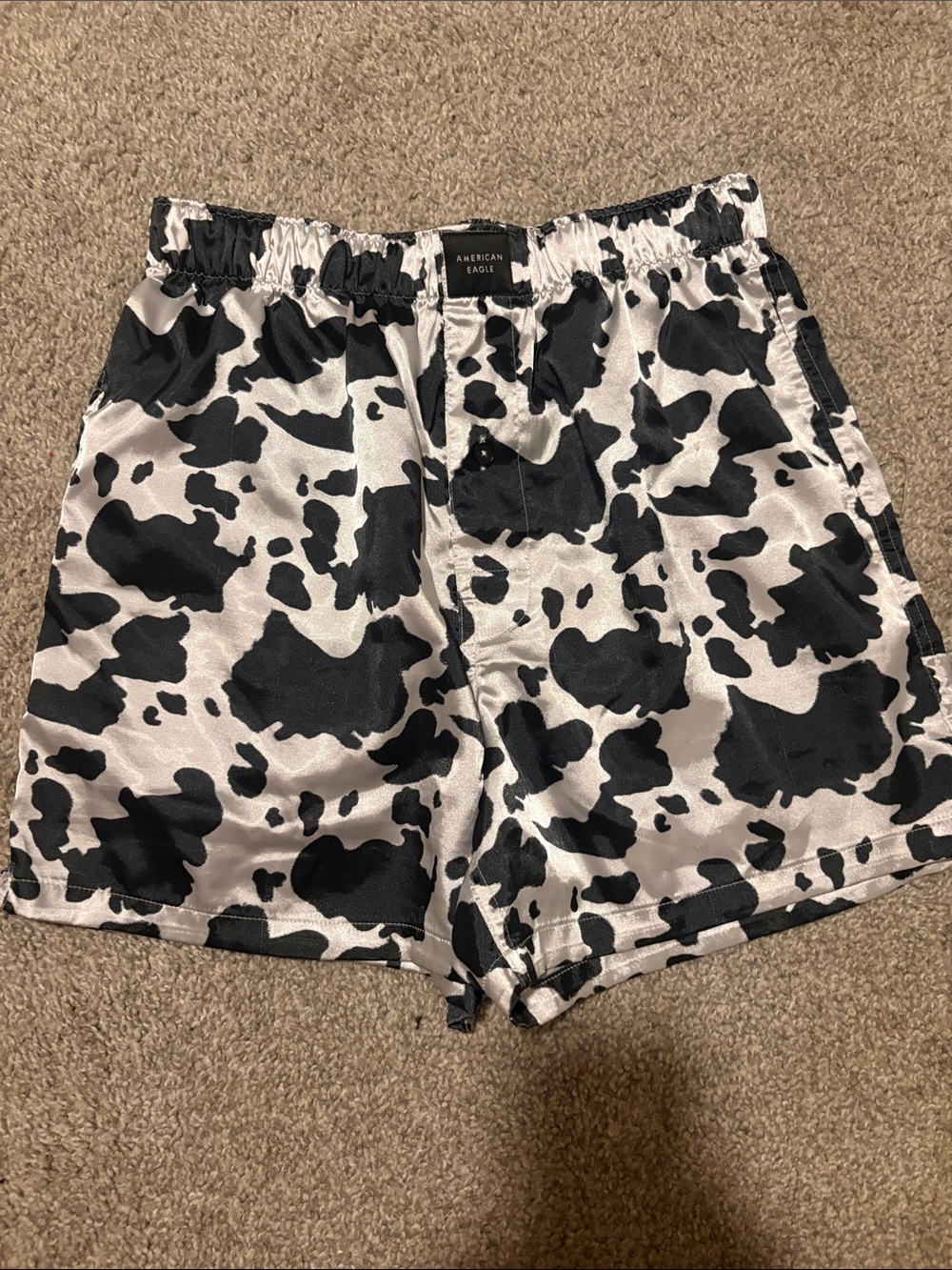 American Eagle Outfitters Black & White Cow Pattern Athletic Shorts